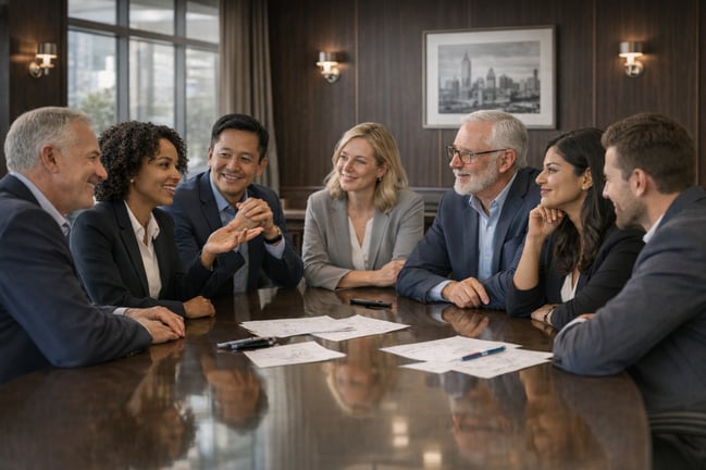 Bright Formal Conference Room Meeting Attendees
