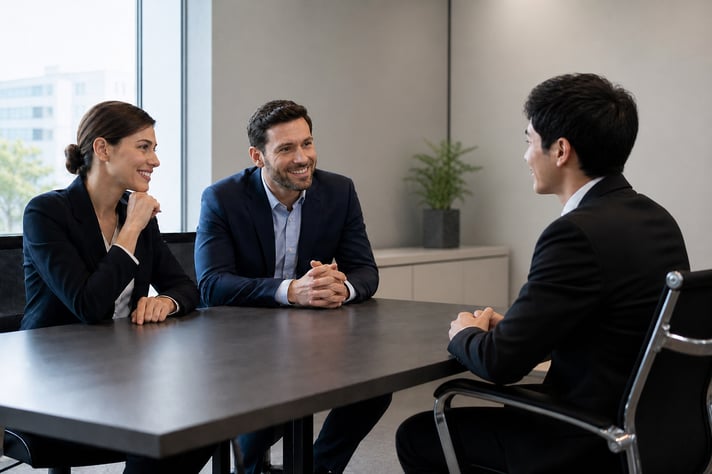 Office Interview with Bright Expression and Two Professionals-1